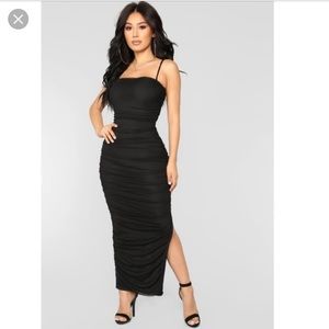 Fashion Nova Feeling My Mesh Ruched Midi Dress